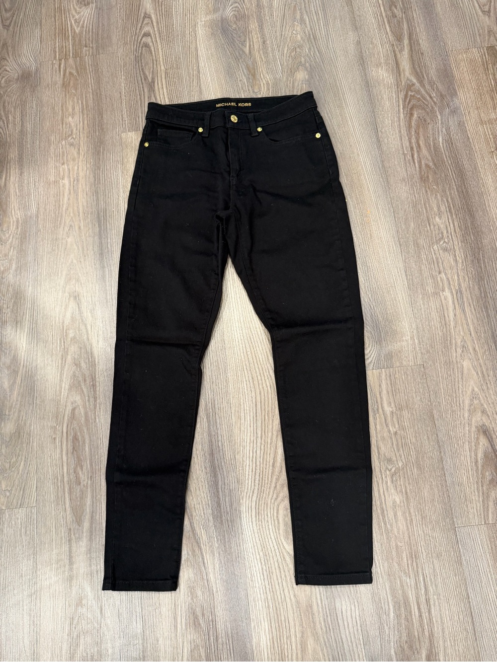 Michael Kors Black Skinny Jeans with Gold-Tone Hardware